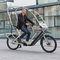 Xe đạp điện kiểu mới tích hợp mái che mưa