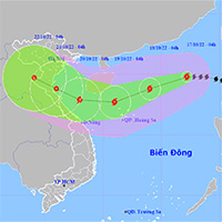 Bão số 6 mạnh cấp 11-12 và có khả năng mạnh thêm, gần tâm bão sóng biển dâng 8-10m