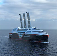 Tàu biển trang bị cánh buồm điện mặt trời khổng lồ