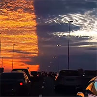 Bầu trời Florida bị cắt đôi thành hai nửa màu cam - đen