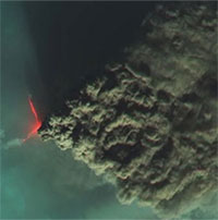 Ảnh chụp từ vệ tinh núi lửa cao nhất lục địa Á Âu phun trào