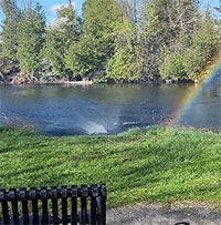 Hai bố con gặp “điểm cuối của cầu vồng” khi đang đi dạo, đây là hiện tượng gì?