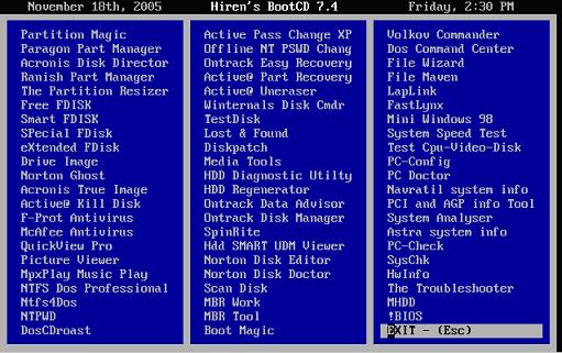 Làm chủ máy vi tính của mình với bộ công cụ HIREN’S BOOTCD 7.4