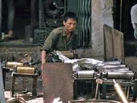 Máy tráng bánh cuốn của một nông dân