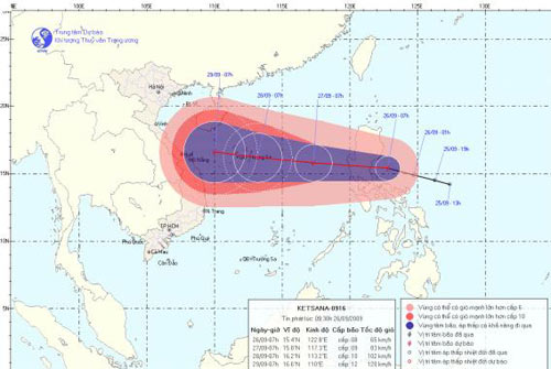 Áp thấp mạnh lên thành bão hướng vào miền Trung