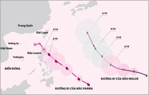 Bão Parma và Melor rất mạnh và phức tạp