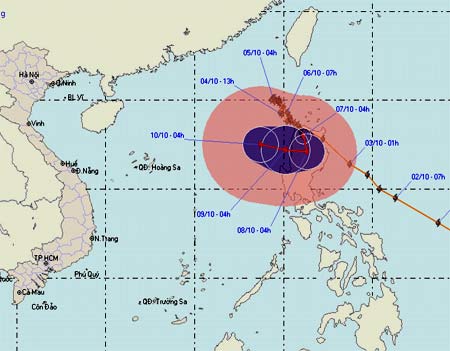 Bão Parma có đường đi dị thường