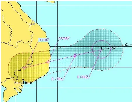 Bão Marinae gây mưa to từ Huế tới Bình Thuận