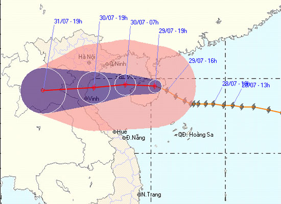 Tin cơn bão số 3, đêm 29/7