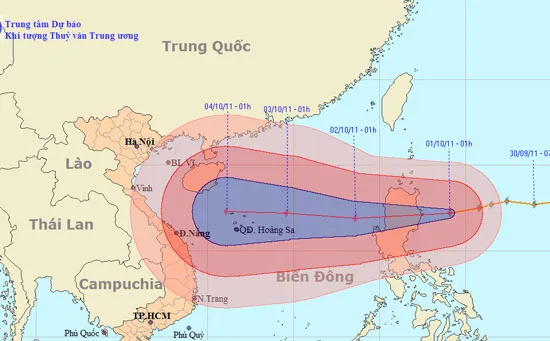 Bão Nalgae mạnh cấp 14 hướng vào biển Đông