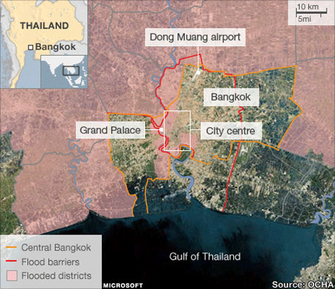 Nước lụt tiến sâu vào Bangkok