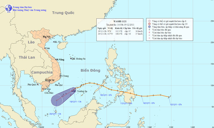Bão Washi suy yếu thành áp thấp nhiệt đới