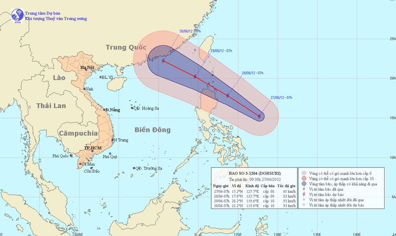 Bão mạnh đang tiến vào biển Đông