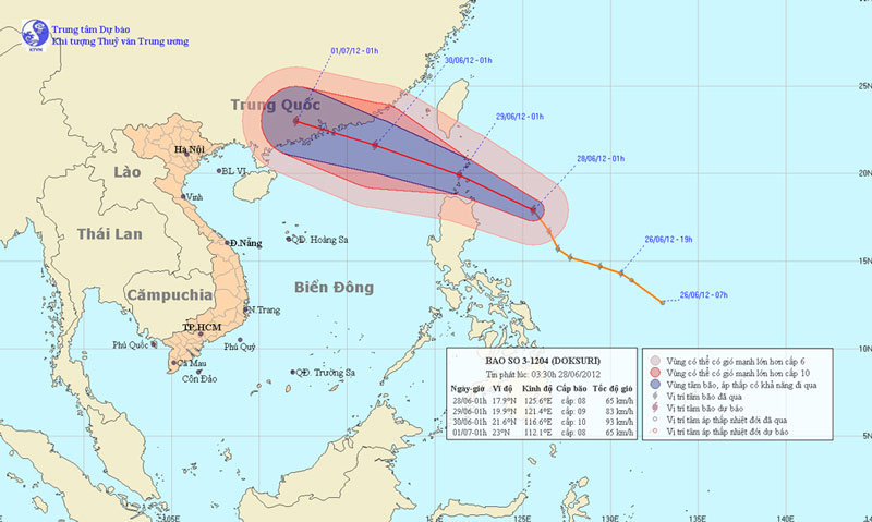 Bão Doksuri tiến gần Biển Đông, mưa dông rải rác