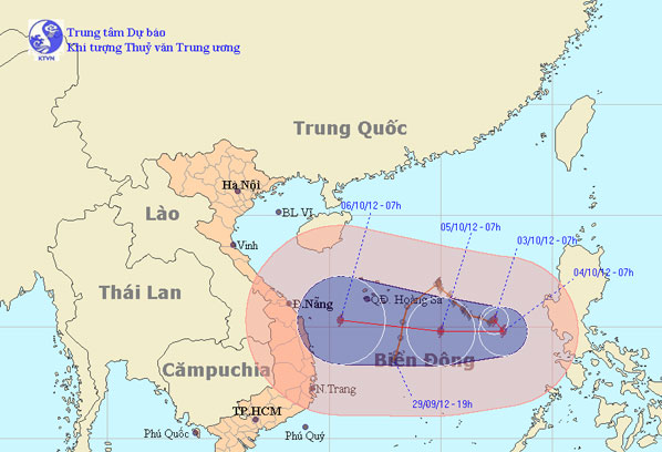 Bão số 7 cách quần đảo Hoàng Sa khoảng 570km