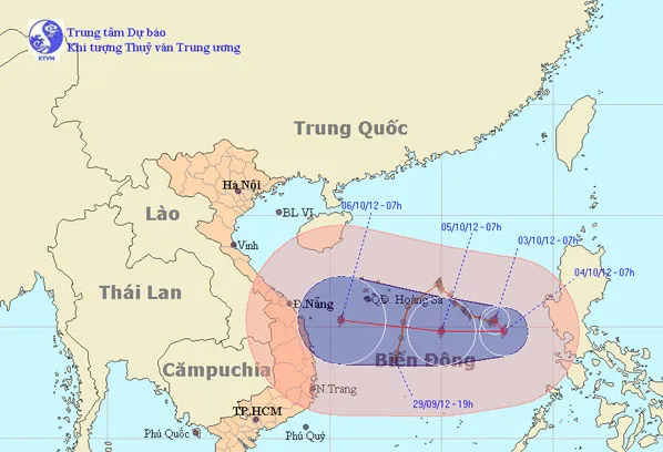 Bão số 7 cách quần đảo Hoàng Sa khoảng 570km