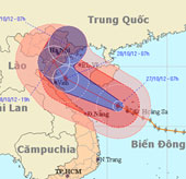 Bão Sơn Tinh hướng vào miền Trung