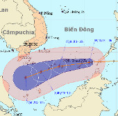 Tâm bão Sonamu cách đảo Trường Sa Lớn 400km