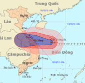 Bão Nari cách bờ biển Quảng Trị-Quảng Ngãi 330km