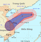 Bão số 12 liên tục đổi hướng di chuyển