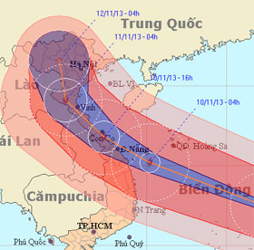 Bão Haiyan đang hướng vào Quảng Ngãi