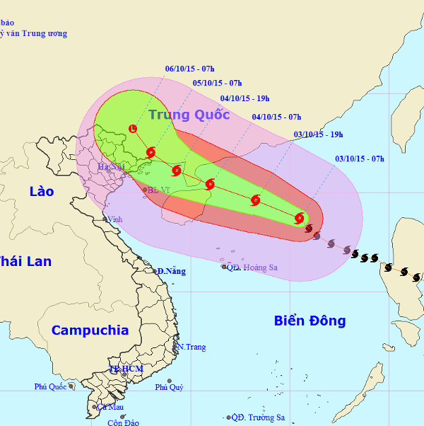 Bão Mujigae mạnh lên, gió giật cấp 14, 15