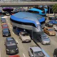 Xe bus của tương lai đi bằng hai bánh trên đầu các phương tiện khác