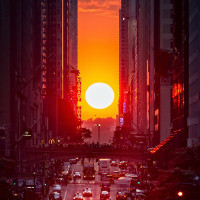 Hiện tượng hoàng hôn Manhattanhenge ở New York