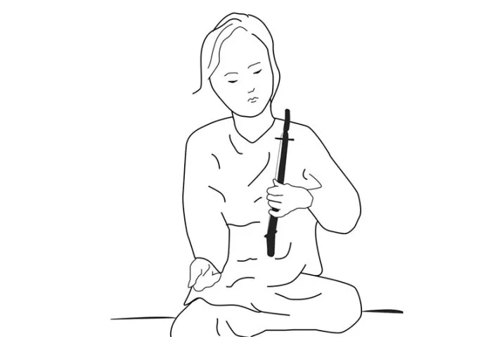 2000年前の楽器の演奏方法を示したイラスト