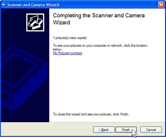 Nếu bạn không hài lòng về kết quả thu được, hãy kích Back để quay lại cửa sổ Choose Scanning Preferences, điều chỉnh các thiết lập và thực hiện lại việc scan.