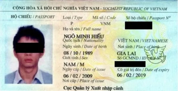 Ảnh chụp hộ chiếu của Ngô Minh Hiếu