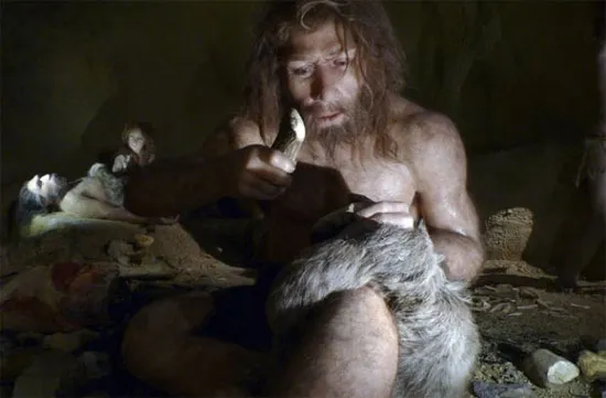 Hình minh họa cuộc sống của người Neanderthal trong hang đá.