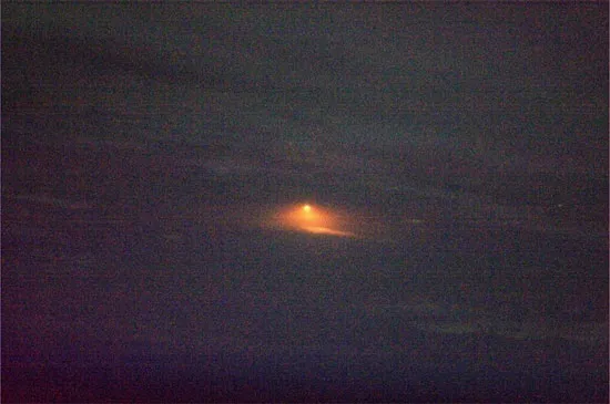 Cảnh tượng tàu Soyuz bay lên từ sân bay vũ trụ Baikonur hôm 28/3.