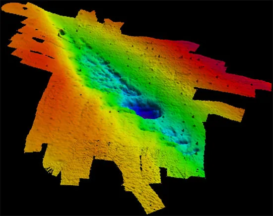 Bản đồ bằng công nghệ quét sonar cho thấy vị trí của khu rừng ngoài bờ biển Alabama.