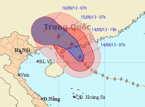 Dự báo đường đi và khu vực ảnh hưởng của bão Utor.