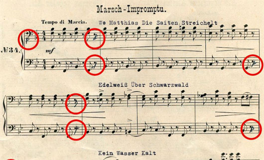 Bản phổ bài March Impromptu được cho là ẩn giấu mật mã chỉ địa điểm chôn kho báu