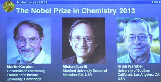 Ba nhà khoa học người Mỹ vinh dự nhận giải Nobel Hóa học 2013