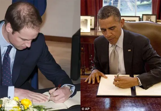 Hoàng tử Anh William và Tổng thống Mỹ đương nhiệm Barack Obama nằm trong số ít những người nổi tiếng thuận tay trái.