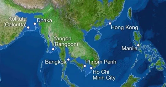 Hình ảnh bản đồ chụp lại khu vực Việt Nam và các nước lân cận