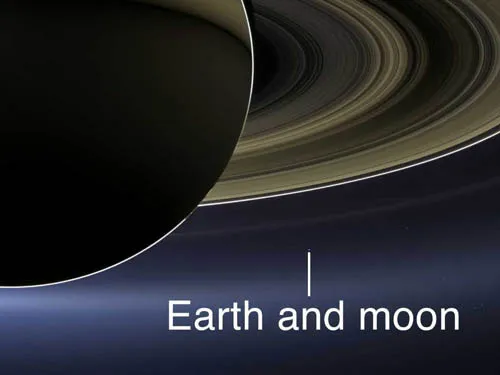 Hình ảnh Trái Đất và Mặt Trăng được tàu vũ trụ Cassini của NASA chụp từ sao Thổ.