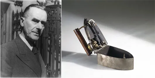 Hình ảnh nhà phát minh Henry W. Seeley (1861-1943) và Chiếc bàn ủi điện đầu tiên