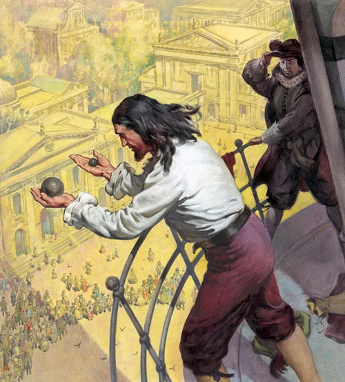 Galileo đã thả 2 quả cầu từ tháp nghiêng Pisa (Ý)