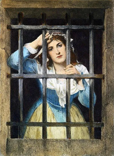 Chân dung Charlotte Corday khi bị giam giữ trong tù....