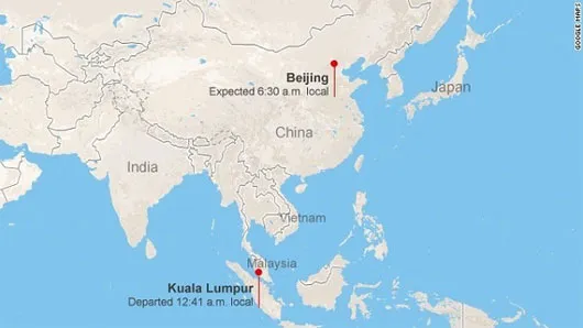 Lịch trình bay của chiếc máy bay mất tích