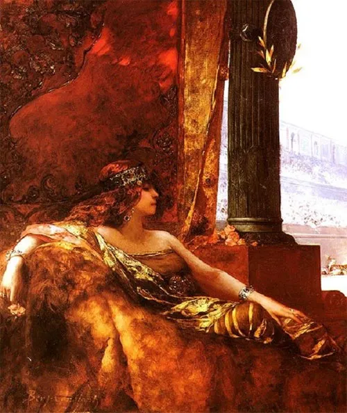 Bức tranh sơn dầu vẽ hoàng hậu Theodora tại Đấu trường La Mã của Jean-Joseph Benjamin-Constant.