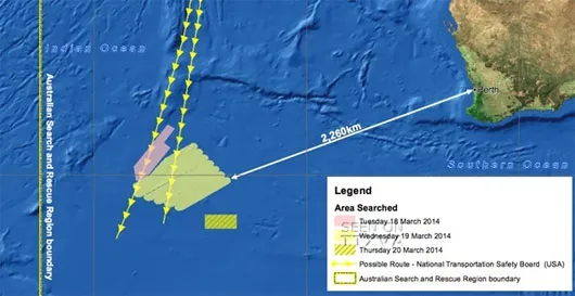 Vị trí cuối cùng của MH370, theo phân tích của Inmarsat
