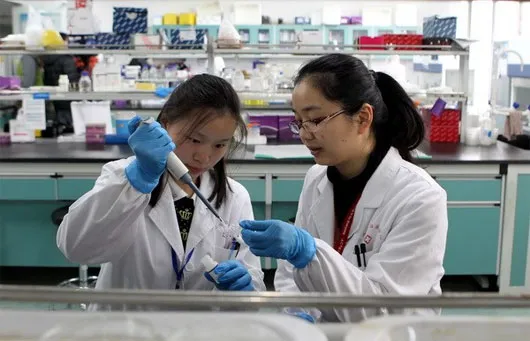 Các kỹ thuật viên tiến hành thí nghiệm đối với vắc xin phòng cúm H7N9