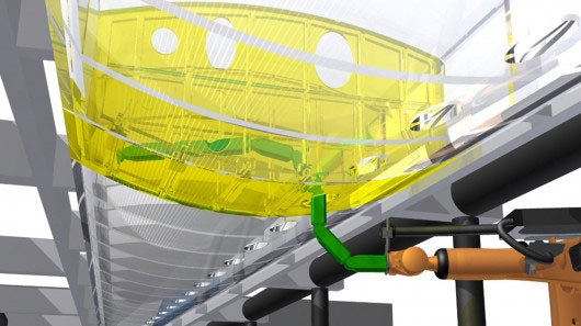 Mô phỏng cách thức hoạt động của robot rắn khi làm việc tại những vị trí chật hẹp bên trong cánh máy bay