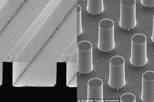 Kỹ sư đã thiết kế cấu trúc nhằm làm tăng diện tích chất lỏng va chạm với bề mặt vật liệu