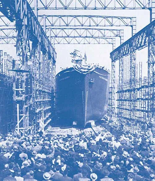 Khung cảnh hạ thủy chiến hạm Liberty Fleet, chiến hạm được trang bị đầy đủ hệ thống làm mát không khí để làm mát cho binh lính